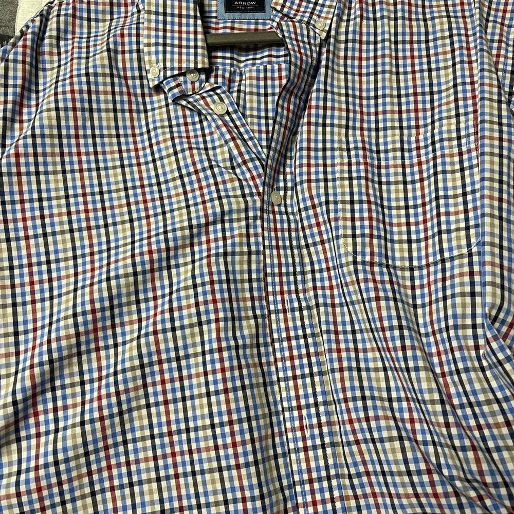 Arrow Men's XL Checkered Shirt - Red, Blue, White